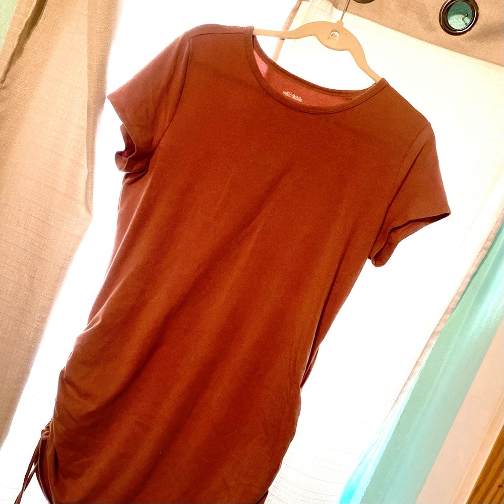 3/13💄SHORT-SLEEVED RUCHED SIDE BODYCON DRESS - BLUSHED NUDE ROSE